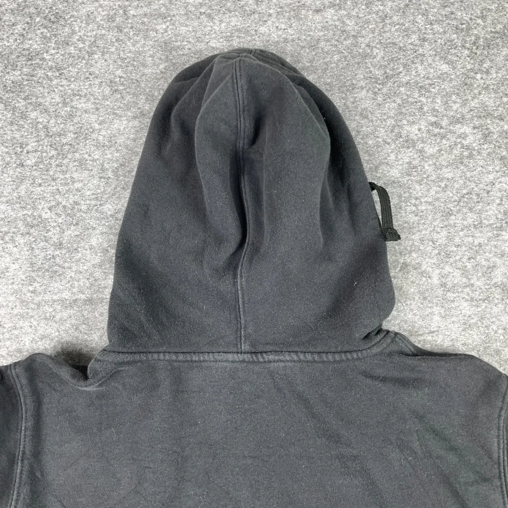 The North Face Hoodie Mens M Black Yellow Orange Box Sleeve Spellout Outdoor